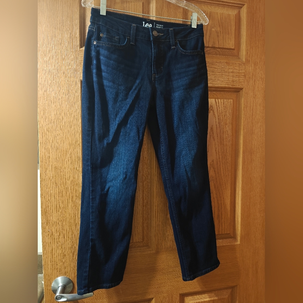 Lee Regular Fit Straight Leg Mid Rise Blue Jeans Size 6P Women's